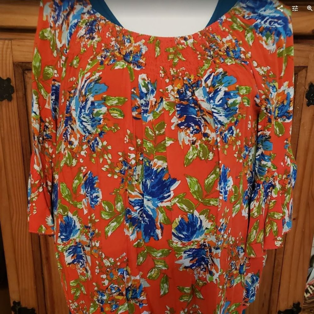 Est. 1946 Gathered Neckline Blouse Peasant Sleeve Tunic Top 18/20